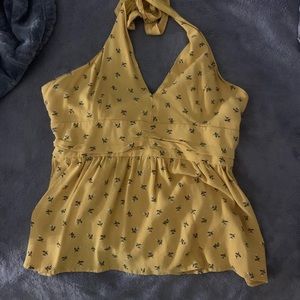 yellow american eagle cropped halter top